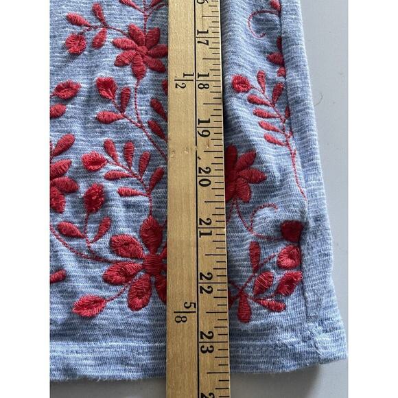 Talbots Off The Shoulder Embroidered Tunic Top Size Large Blue Red Peasant Boho - Picture 6 of 9